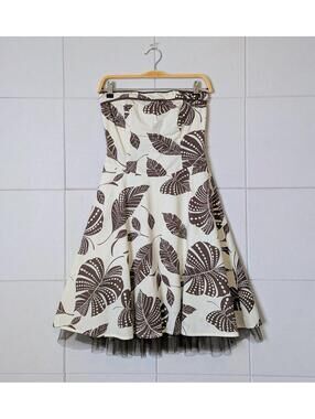 Vintage y2k Ruby Rox strapless botanical fit & flare dress